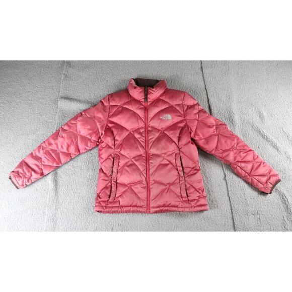 The North Face Puffer Womens M Pink Satin Goose 550 Down Aconcagua Stow Vintage - Picture 1 of 16